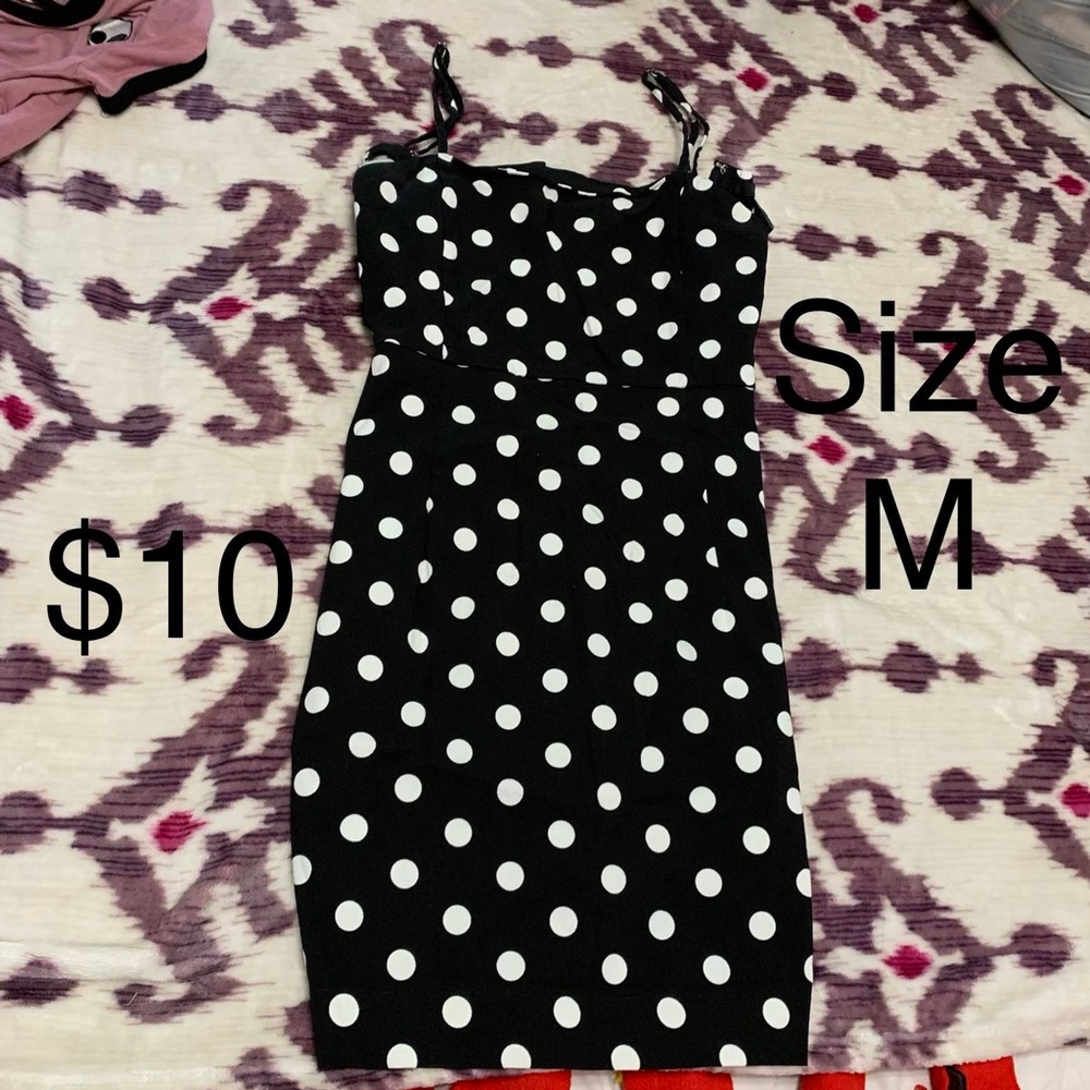 Black and white polka dot dress